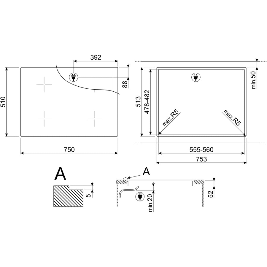 Smeg SI2741DUK 75cm Induction Hob