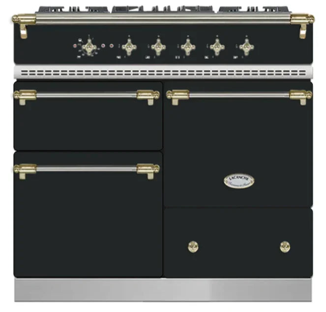 Classic Macon Anthracite - 5 Burner Gas Hob  - Brass Trim