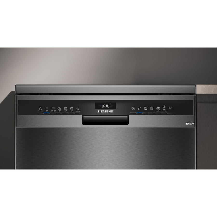 Siemens IQ300 SN23EC03ME 13 place setting freestanding dishwasher - Black Steel [Free 5-year parts & labour guarantee]
