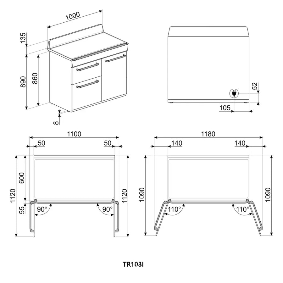 Smeg TR103iGR 100cm Victoria Induction Range Cooker - Slate Grey [Free 5-year parts & labour guarantee]
