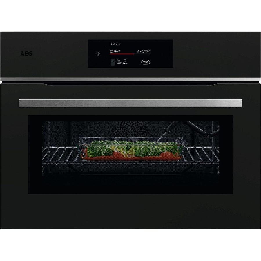 AEG 8000 TK8NK721T built-in Microwave & Oven - Matt Black/Steel Handle