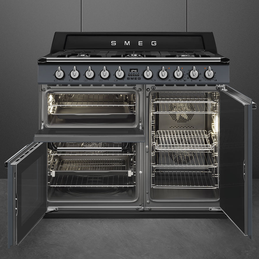 Smeg TR4110P1 110cm Victoria Dual Fuel Range Cooker - Cream [Free 5-year parts & labour guarantee]