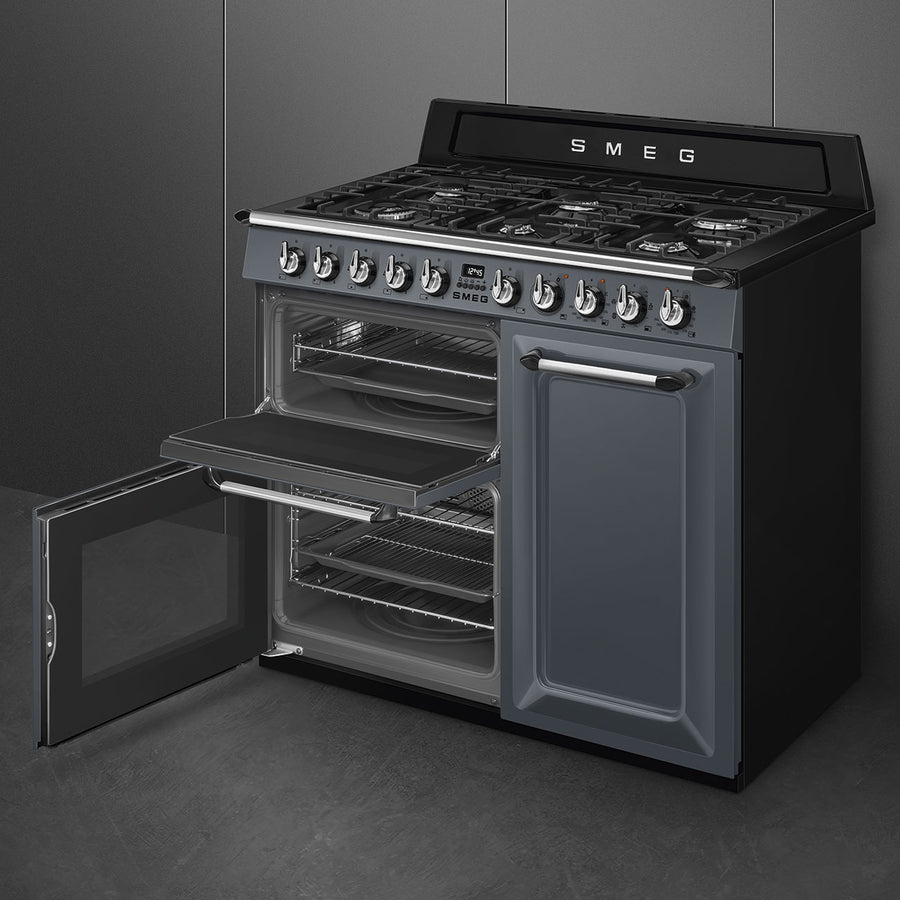 Smeg TR103GR 100cm Victoria Dual Fuel Range Cooker - Slate grey [Free 5-year parts & labour guarantee]