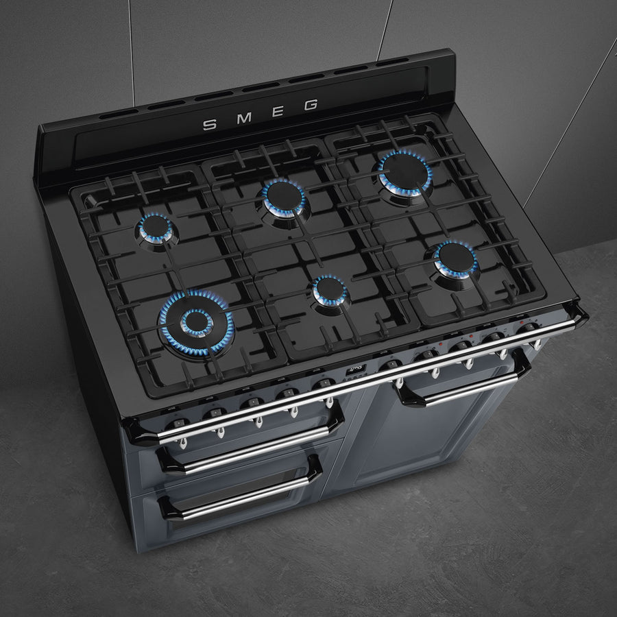 Smeg TR103GR 100cm Victoria Dual Fuel Range Cooker - Slate grey [Free 5-year parts & labour guarantee]
