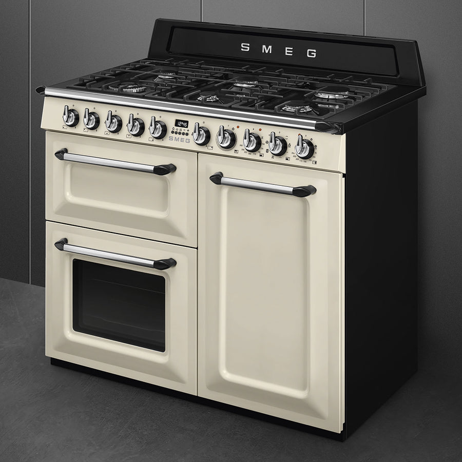 Smeg TR103P 100cm Dual Fuel Victoria Range Cooker - Cream [Free 5-year parts & labour guarantee]
