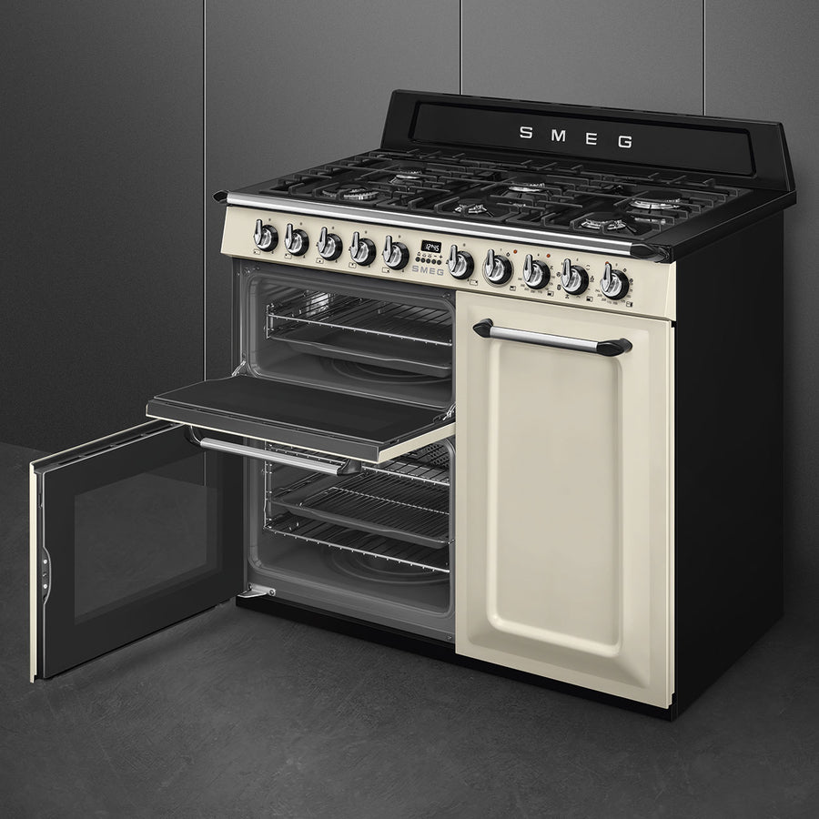 Smeg TR103P 100cm Dual Fuel Victoria Range Cooker - Cream [Free 5-year parts & labour guarantee]
