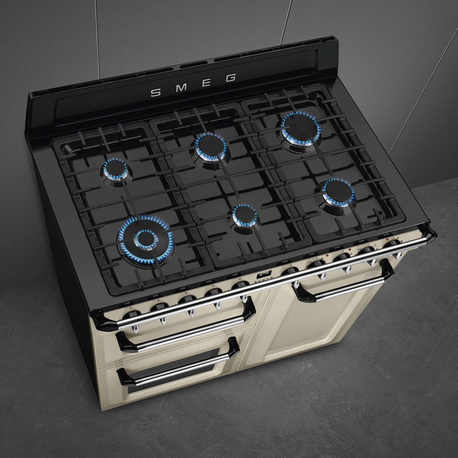 Smeg TR103P 100cm Dual Fuel Victoria Range Cooker - Cream [Free 5-year parts & labour guarantee]