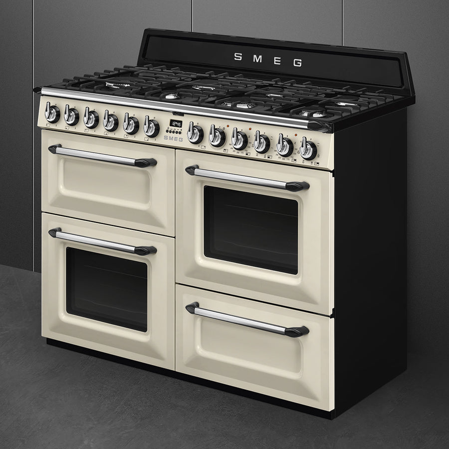Smeg TR4110P1 110cm Victoria Dual Fuel Range Cooker - Cream [Free 5-year parts & labour guarantee]
