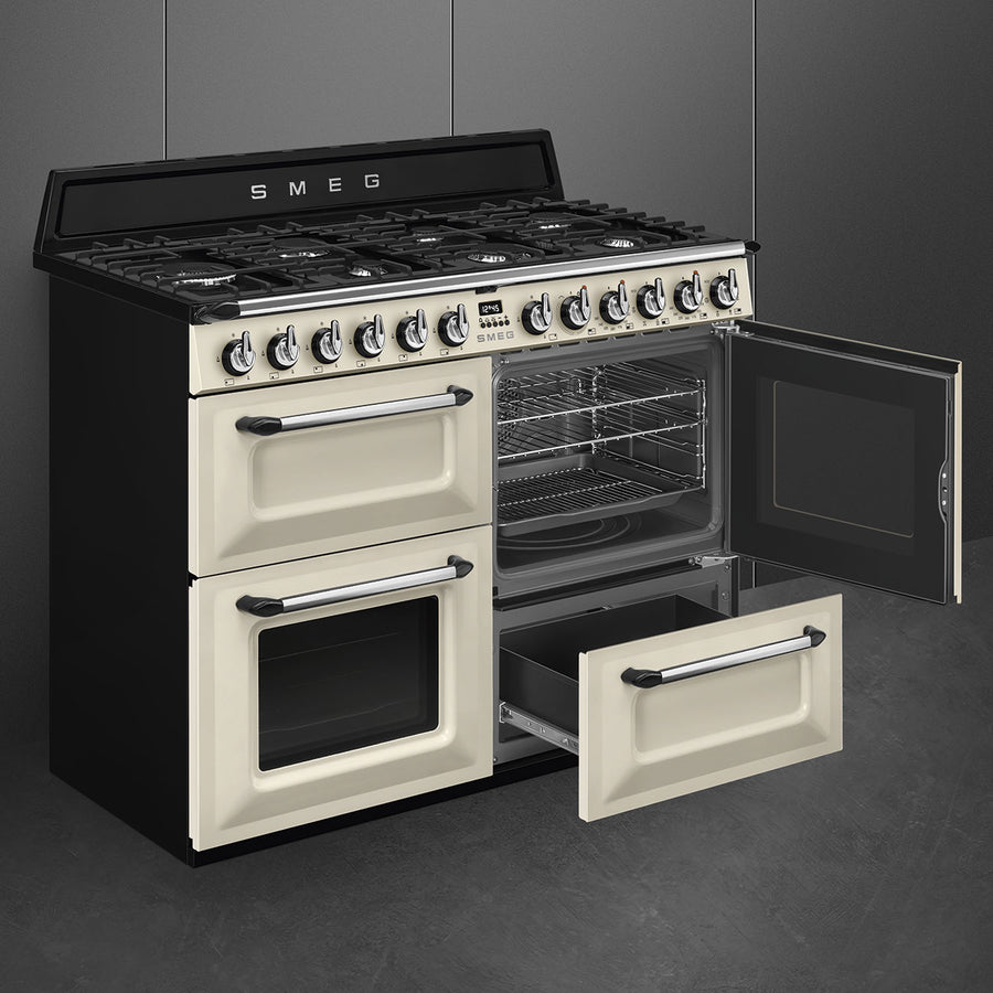 Smeg TR4110P1 110cm Victoria Dual Fuel Range Cooker - Cream [Free 5-year parts & labour guarantee]