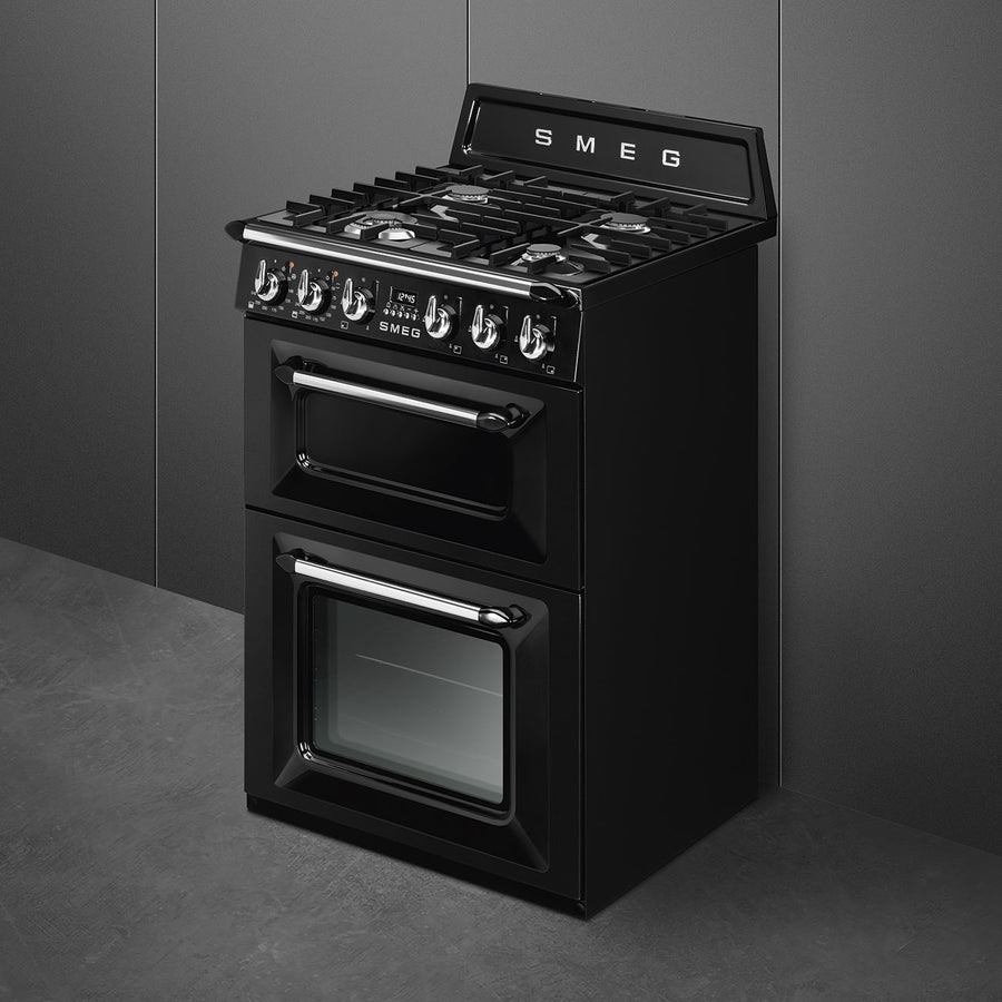 Smeg TR62BL Victoria style 60cm Dual Fuel Cooker - Black