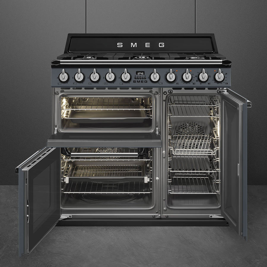 Smeg TR93GR 90cm Victoria Dual Fuel Range Cooker - Slate Grey [Free 5-year guarantee]