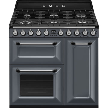 Smeg TR93GR 90cm Victoria Dual Fuel Range Cooker - Slate Grey [Free 5-year guarantee]