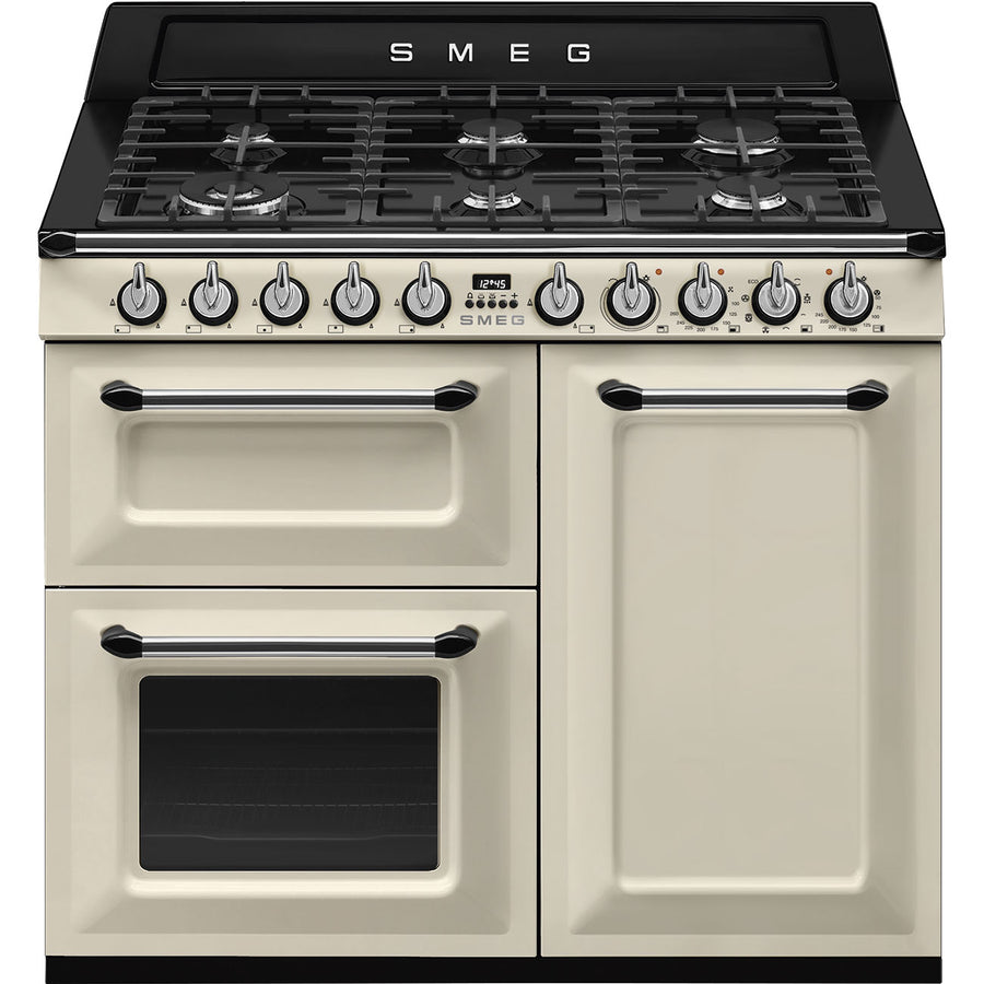Smeg TR103P 100cm Dual Fuel Victoria Range Cooker - Cream [Free 5-year parts & labour guarantee]