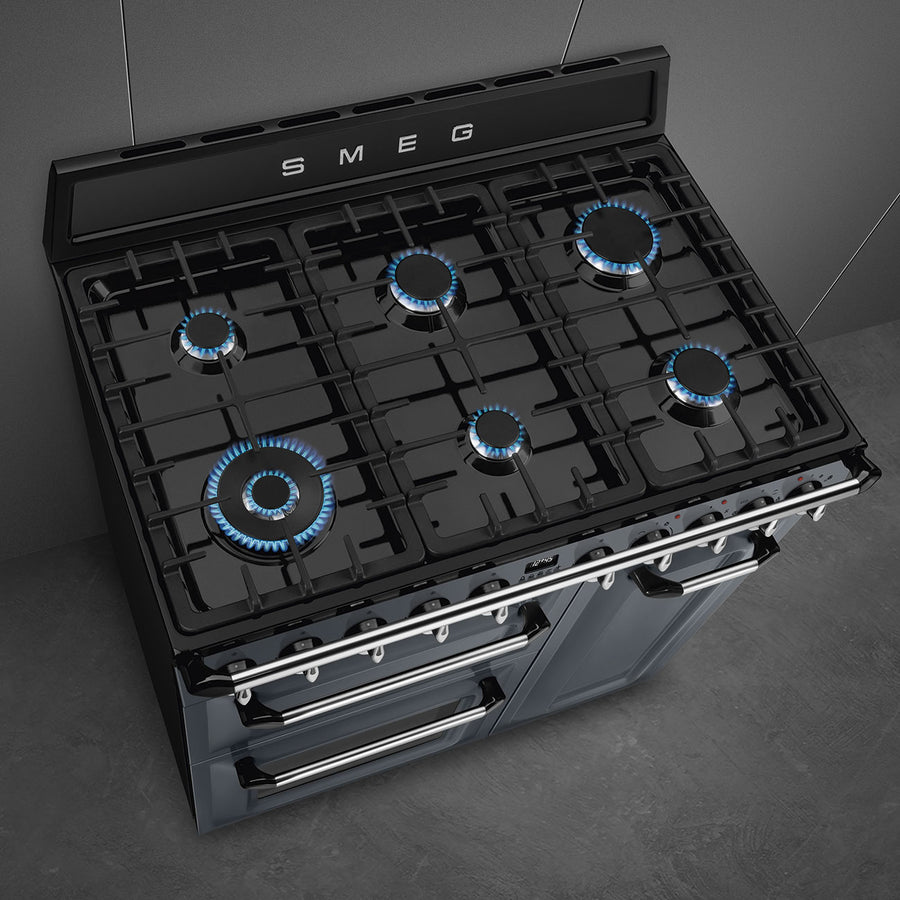 Smeg TR93GR 90cm Victoria Dual Fuel Range Cooker - Slate Grey [Free 5-year guarantee]
