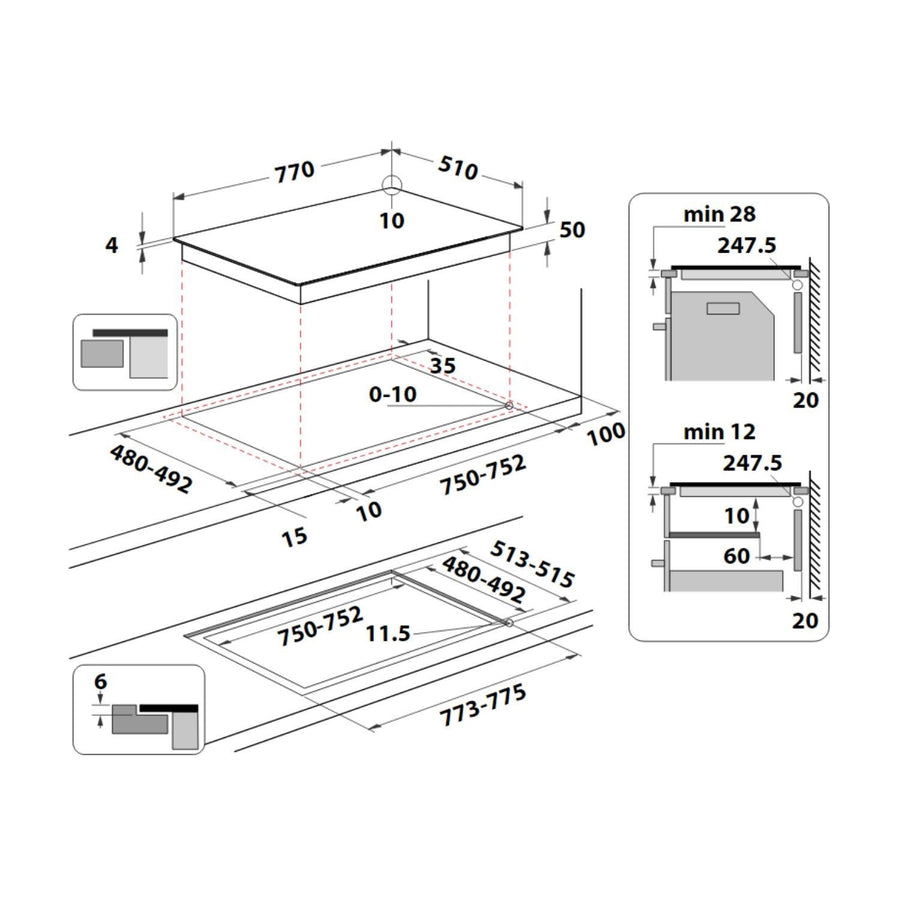 Hotpoint TS6477CCPNE CleanProtect 77cm 4 zone Induction Hob