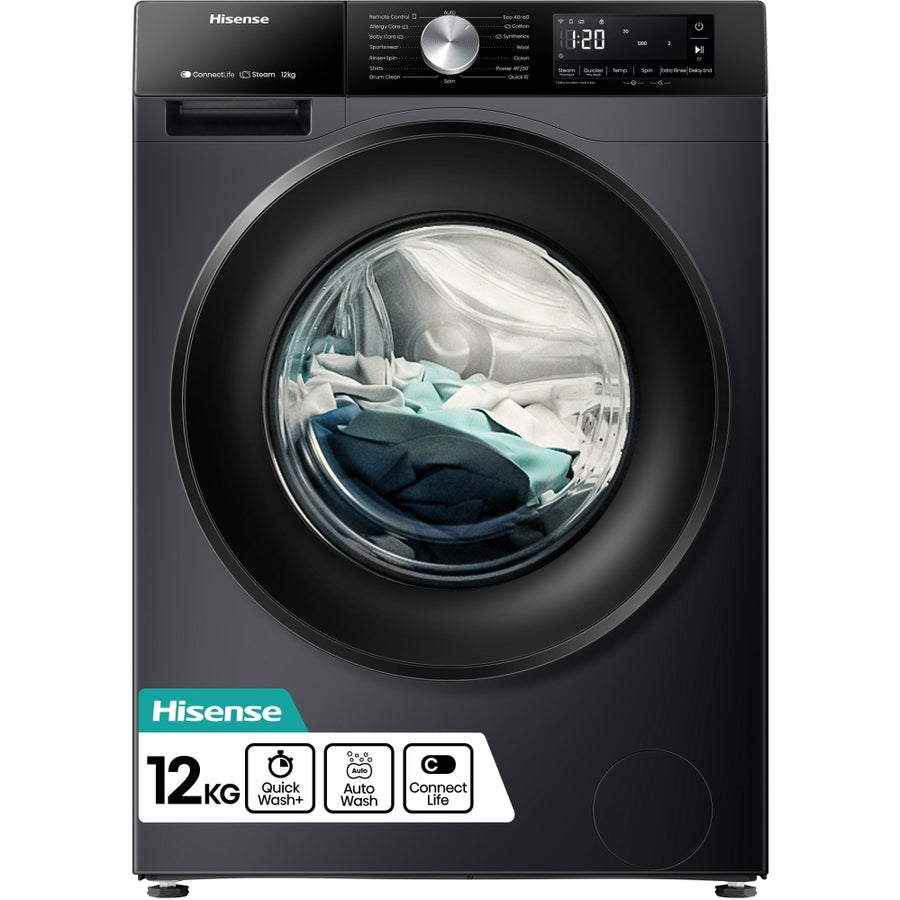 Hisense WF3S1243BB3 3S Series 12kg 1400rpm Washing Machine - Black