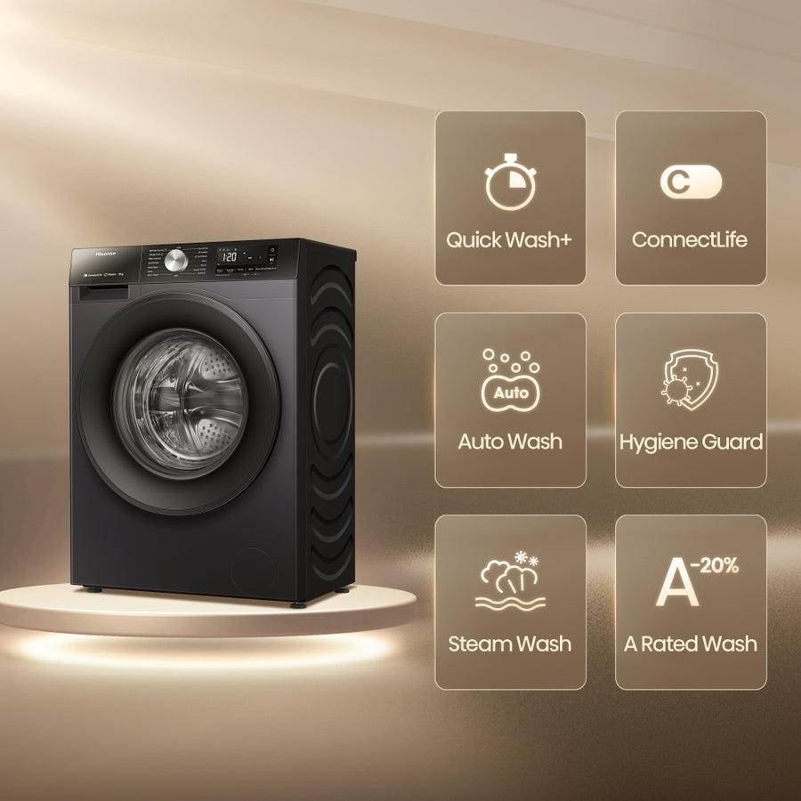 Hisense WF3S1243BB3 3S Series 12kg 1400rpm Washing Machine - Black