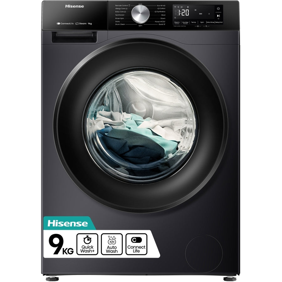 Hisense WF3S904BB3 3S series 9kg 1400rpm washing machine - Black