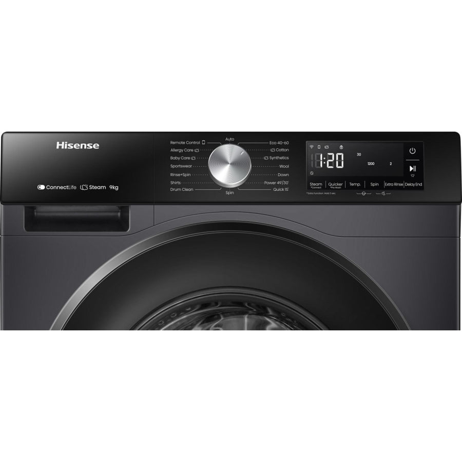 Hisense WF3S904BB3 3S series 9kg 1400rpm washing machine - Black