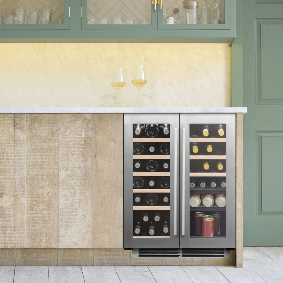 Caple WI6234 60cm Built In Undercounter Stainless Steel Dual Zone Wine Cooler
