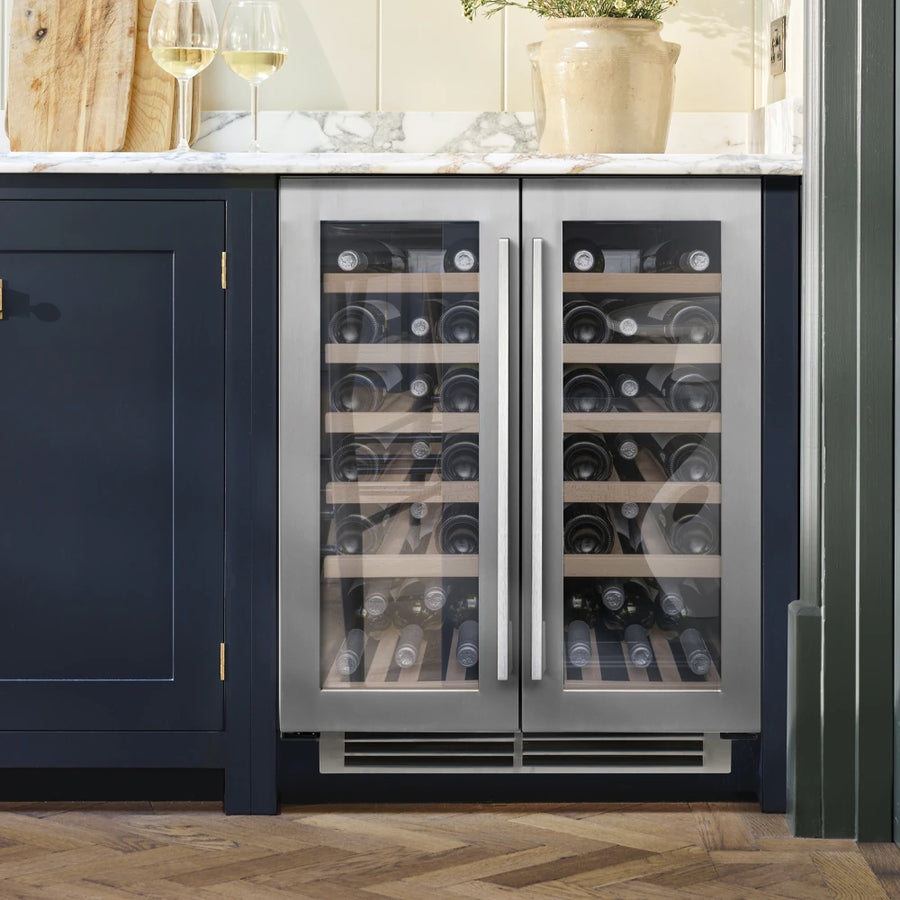 Caple WI6234 60cm Built In Undercounter Stainless Steel Dual Zone Wine Cooler