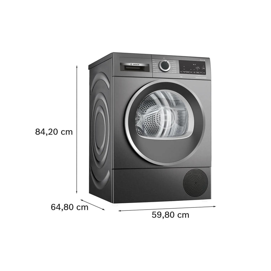 Bosch WQG245R9GB 9Kg Heat Pump Tumble Dryer - Graphite [Free 5-year parts & labour guarantee]