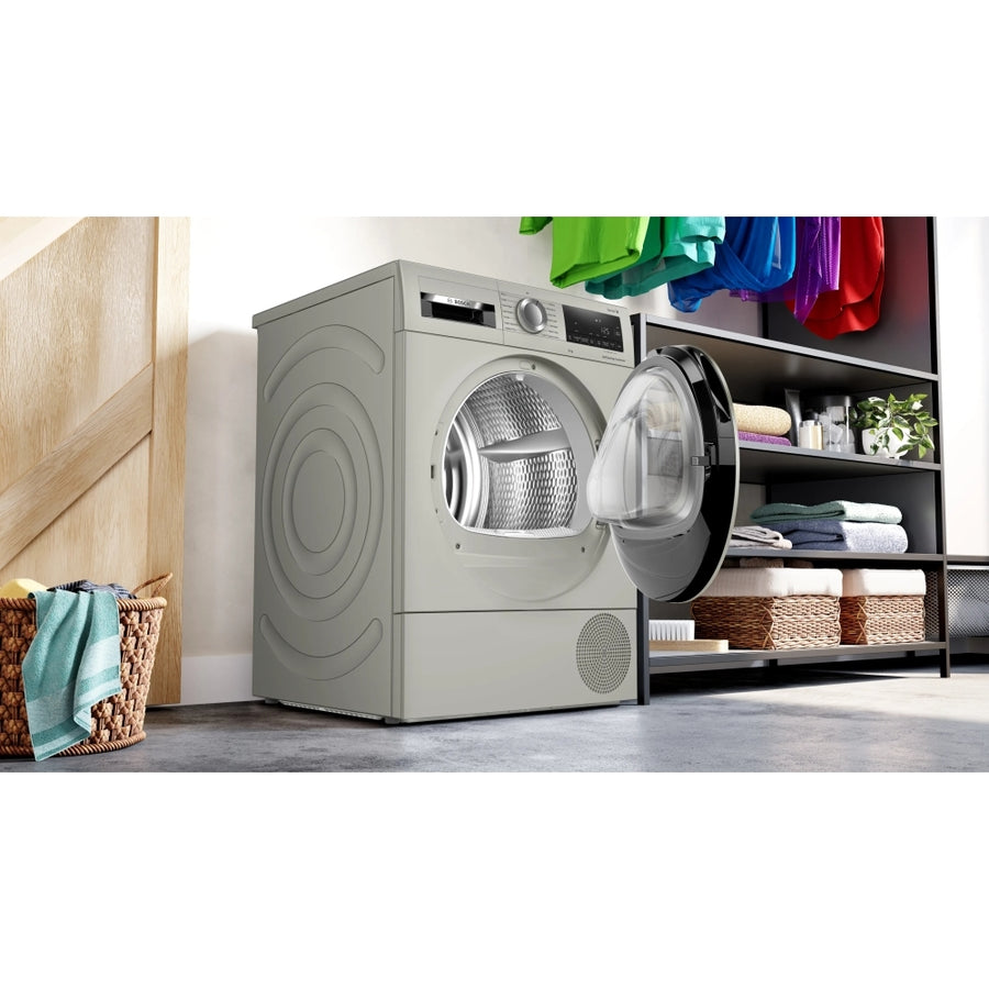 Bosch WQG245S9GB Series 6 9kg Heat Pump Tumble Dryer - Silver Inox [Free 5-year parts & labour guarantee]