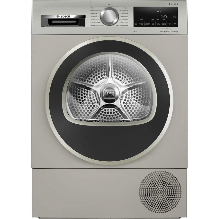 Bosch WQG245S9GB Series 6 9kg Heat Pump Tumble Dryer - Silver Inox [Free 5-year parts & labour guarantee]