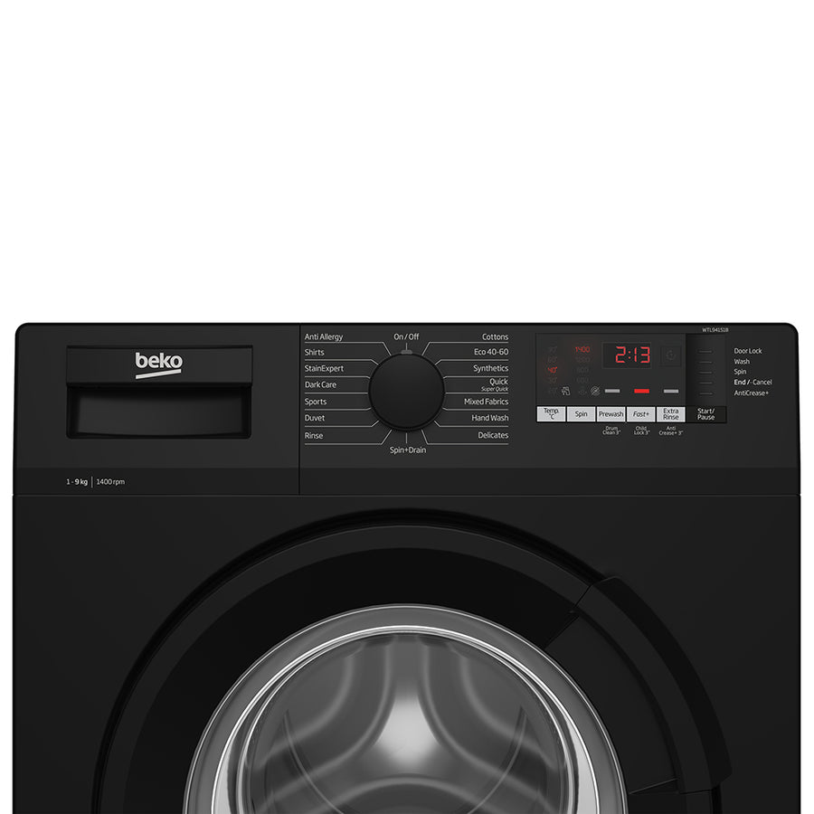 Beko WTL94151B 9kg 1400 Spin Washing Machine - Black