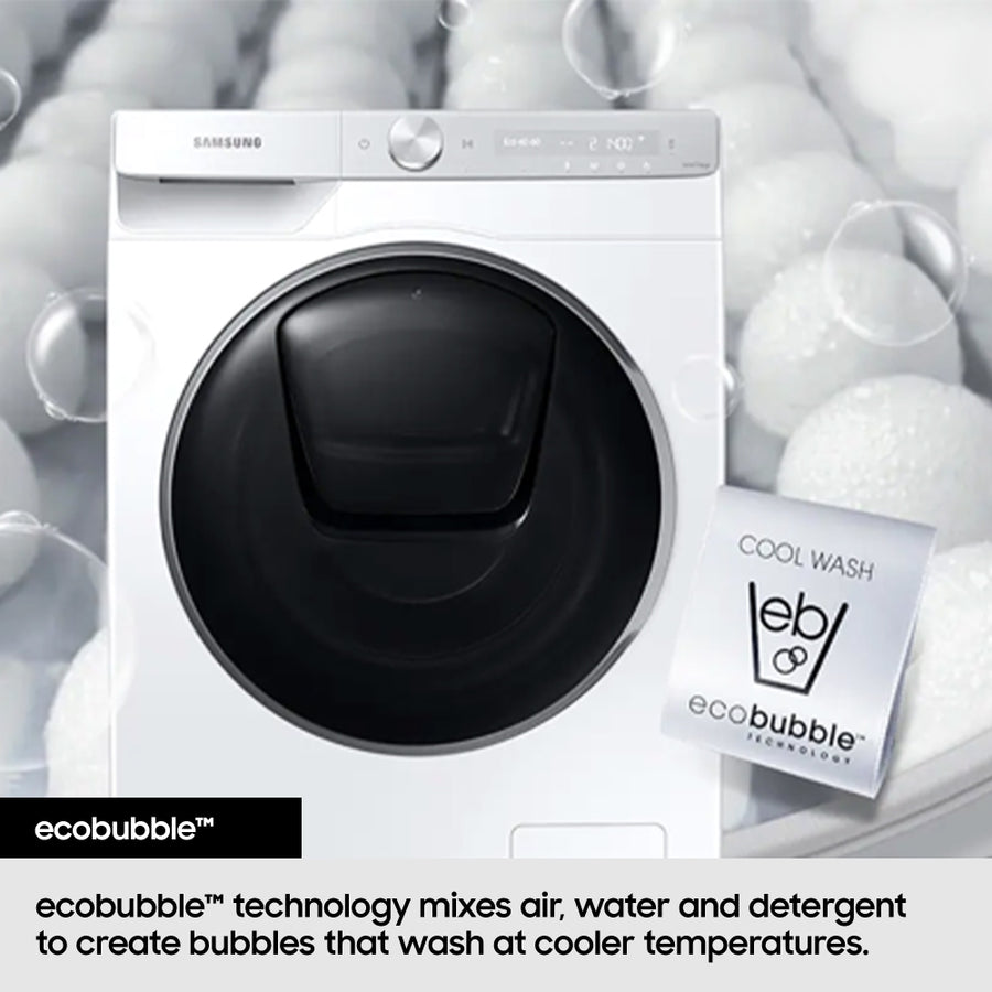 Samsung WW90DB8U95GHU1 Series 8 AI 9kg 1400rpm Washing Machine - White [Free 5-year parts & labour guarantee]