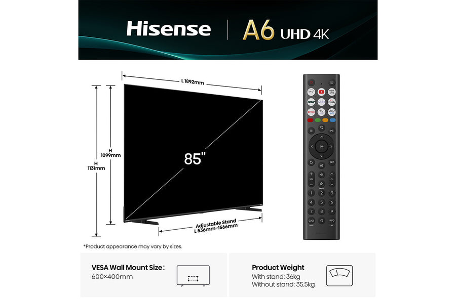 HISENSE 85A6QTUK 85