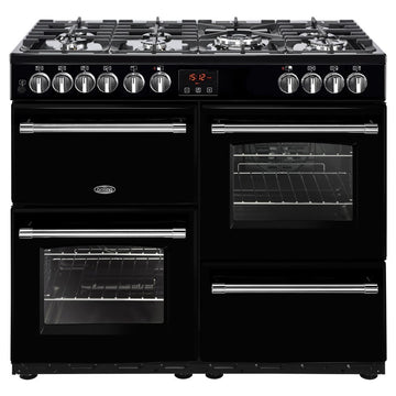 Belling Farmhouse FH100DFTBK 100cm Dual Fuel Range Cooker - Black