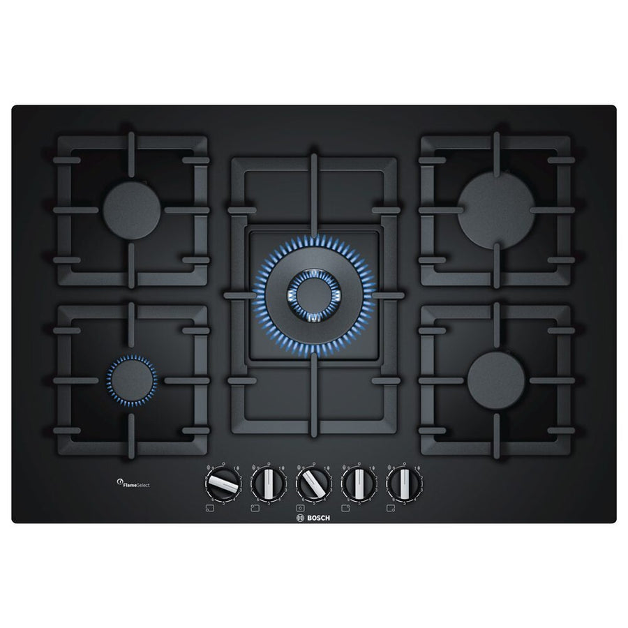 Bosch Series 6 PPQ7A6B90 75cm Tempered Glass Gas Hob - Black