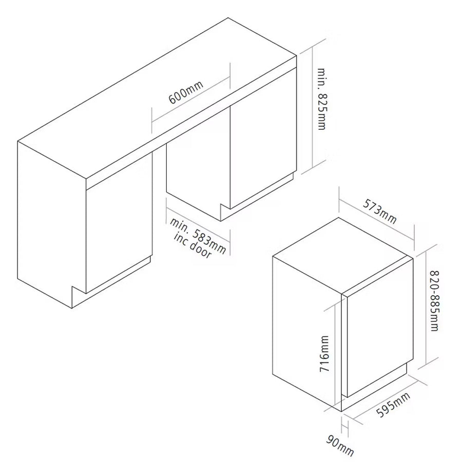 Caple Wi6135BS 60cm Dual Zone Wine Cooler Black Steel