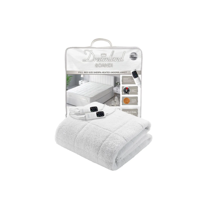 Dreamland 16696C Hunker Down Scandi Sherpa Under Blanket Double Dual Control