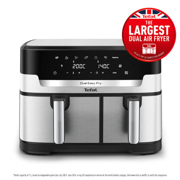 Tefal EY942DG1 Easy Fry Dual XXL Air Fryer - Stainless Steel, 11L