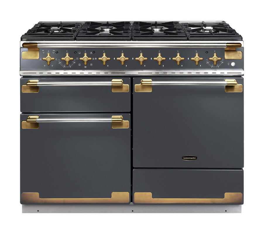 Rangemaster ELS110DFSL/AB 110cm Elise Luxe Dual Fuel Range cooker - Slate/Brass
