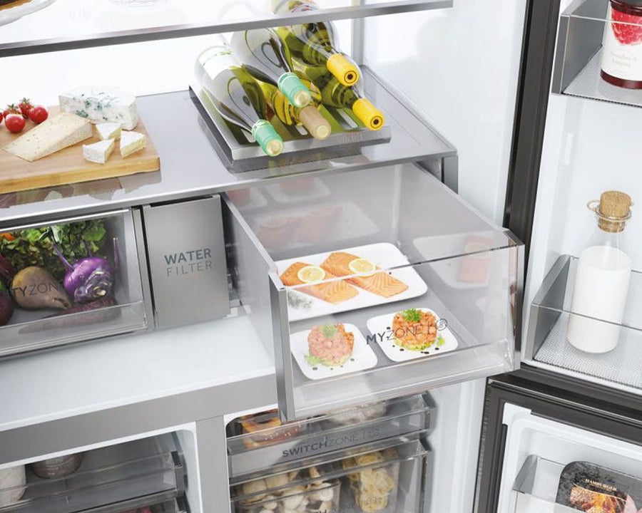 Haier HCR7918EIMP Cube Series Multi Door Platinum Plumbed American Fridge Freezer