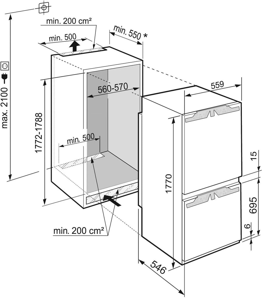 Liebherr ICBNe5123 BioFresh Built-in 70/30 Fridge freezer [fixed hinge installation]