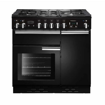 Rangemaster PROP90DFFGB/C 90cm Dual Fuel Professional Plus Range Cooker - Black/Chrome
