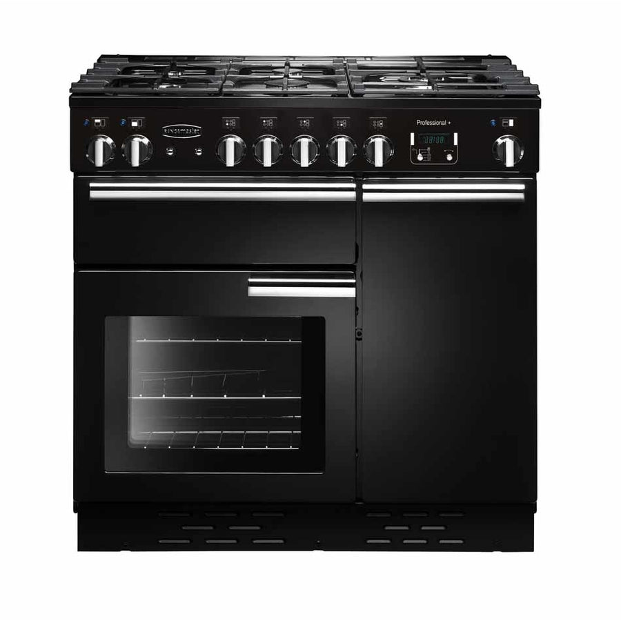 Rangemaster PROP90DFFGB/C 90cm Dual Fuel Professional Plus Range Cooker - Black/Chrome