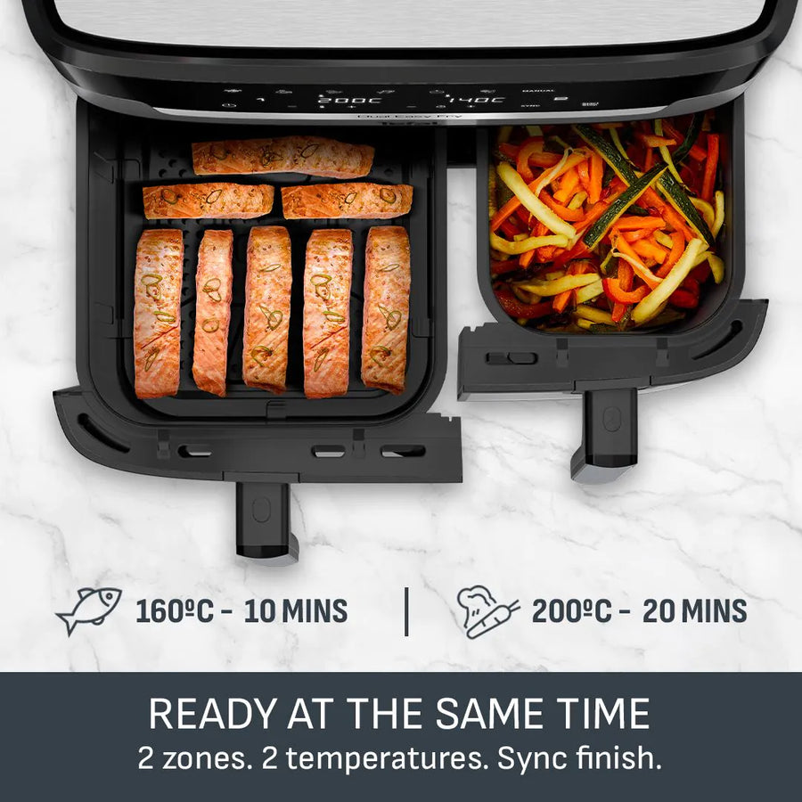 Tefal EY942DG1 Easy Fry Dual XXL Air Fryer - Stainless Steel, 11L