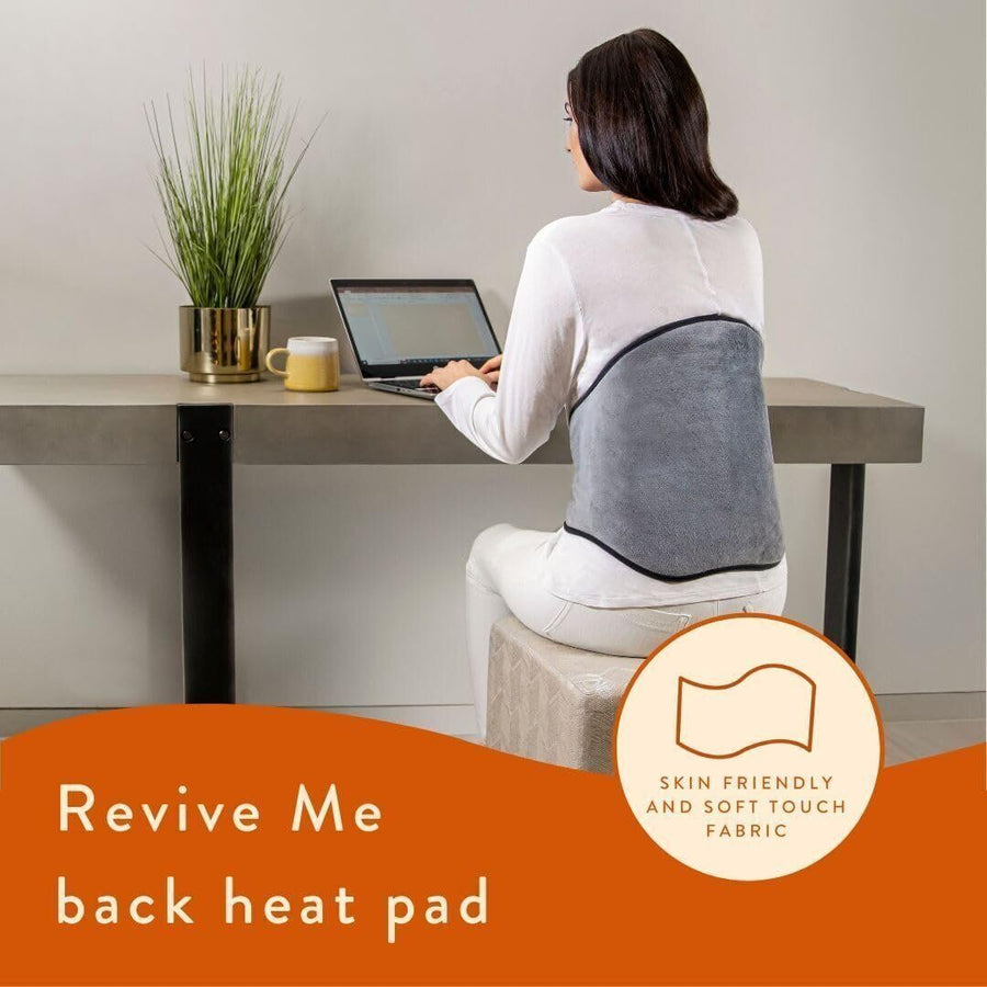 Dreamland 16966 Revive Me Lumbar Heat Pad Heated Electric Back Pad Velvety Grey