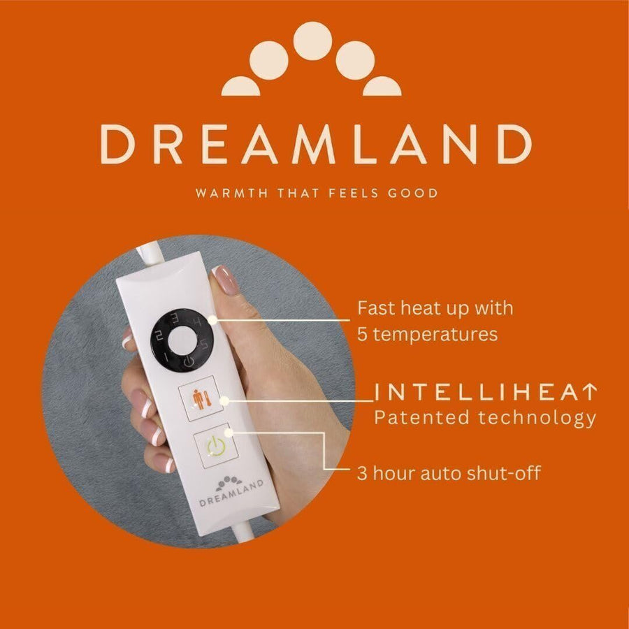 Dreamland 16966 Revive Me Lumbar Heat Pad Heated Electric Back Pad Velvety Grey
