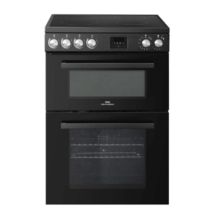 NewWorld NWDO60CB 60cm Double Oven Electric Cooker - Black