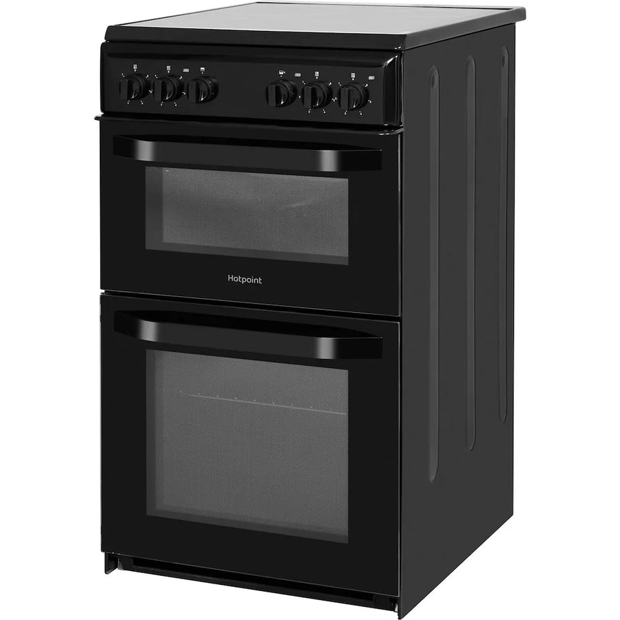 HOTPOINT HD5V92KCB 50cm Double Cavity Electric Cooker With Ceramic Hob - Black