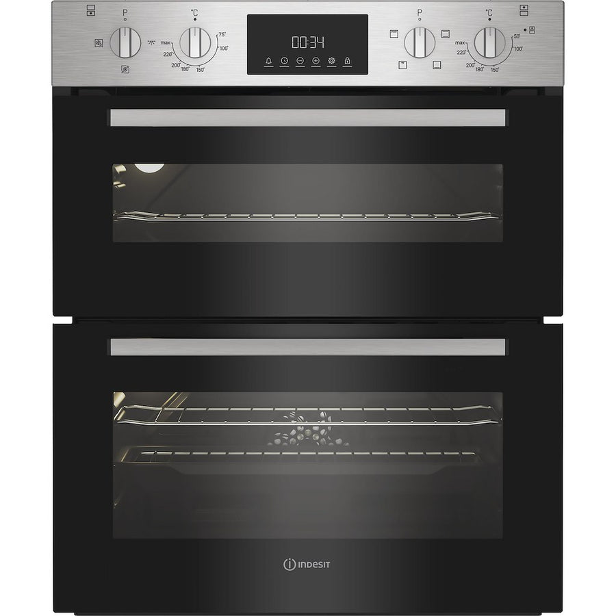Indesit DUI10DIX built-under double oven - Stainless Steel