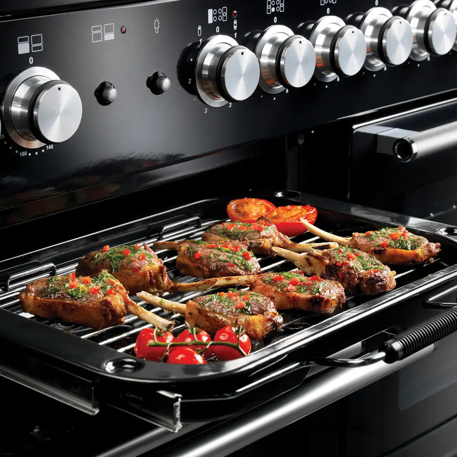 Rangemaster NEX110EICB/C Nexus 110cm Electric Range Cooker with Induction Hob - Charcoal Black & Chrome