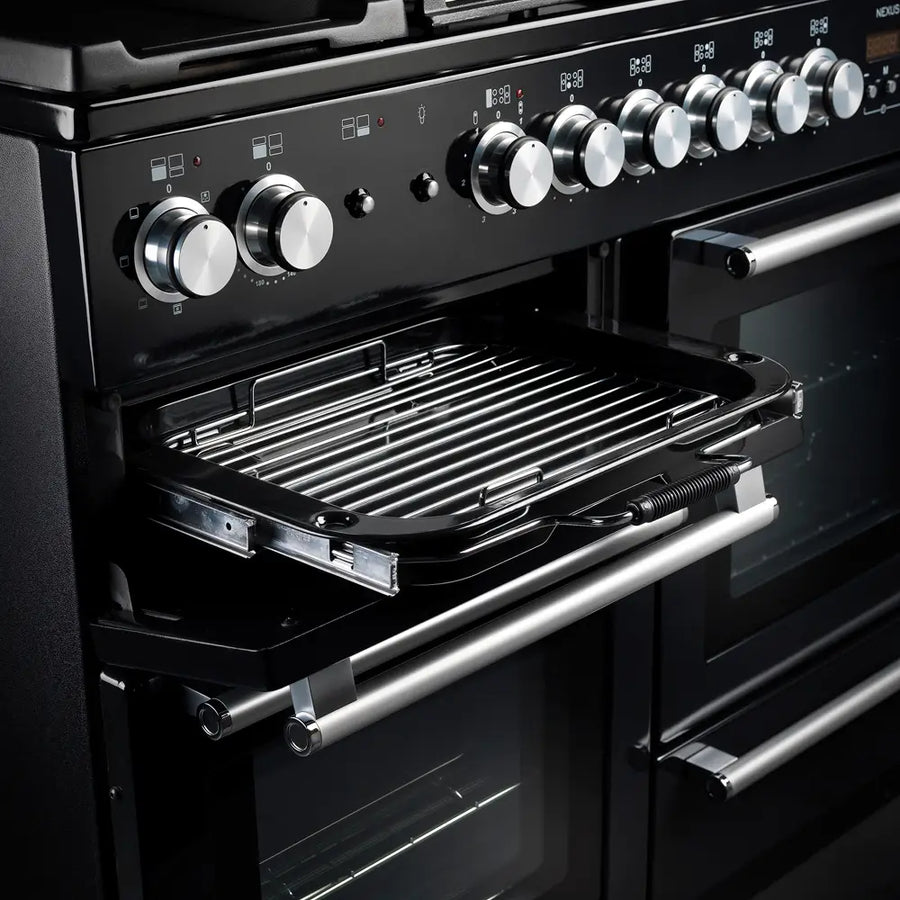 Rangemaster NEX110EICB/C Nexus 110cm Electric Range Cooker with Induction Hob - Charcoal Black & Chrome