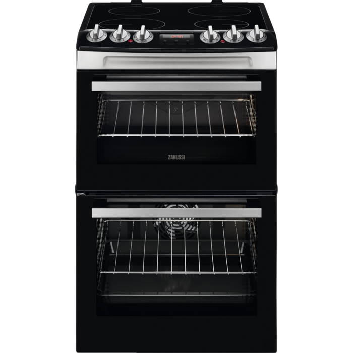 Zanussi ZCV46250XA 55cm Electric Cooker with Ceramic Hob - Steel